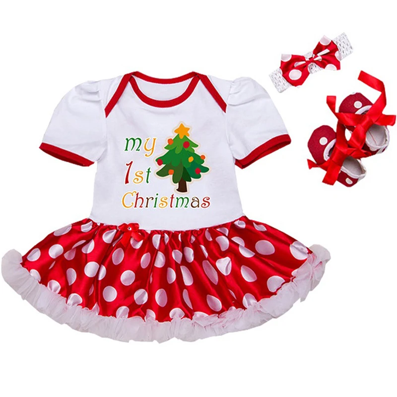 My First Christmas Baby Girl Clothes Set Girls Pettiskirt Tutu Dress Headband Crib Shoes Infantil Menina Newborn Clothing | Мать и
