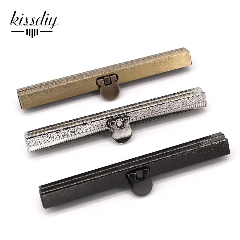 KISSDIY 10pcs 11.4 CM Embossed fihished DIY Metal Purse frame Handle for Bag sewing,antique Bronze Silver and Gun Black color