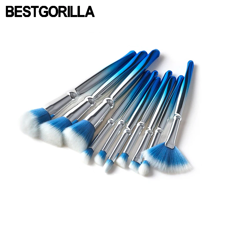 Профессиональный 10 шт./компл. макияж туалетный ершик на декоративной подставке