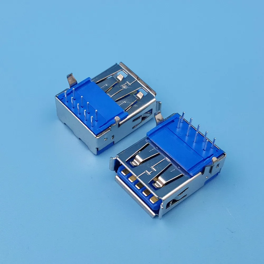 50 шт. Высокоскоростной USB 3 0 тип A правый угол Женский 9Pin DIP PCB разъем припоя|connector