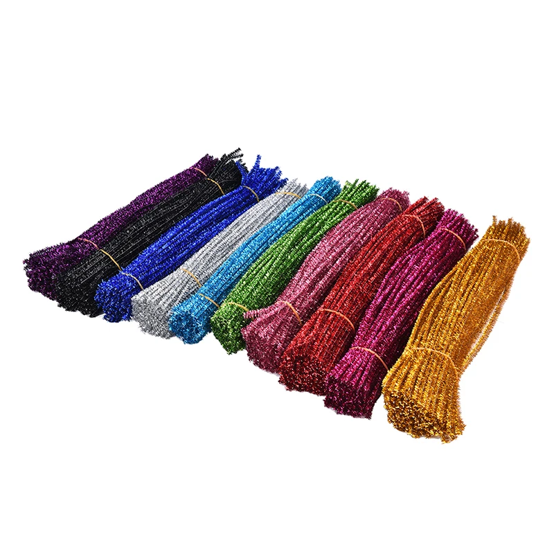 100 шт. металлические стебли синели плюшевые палочки ассорти блестящие трубки для