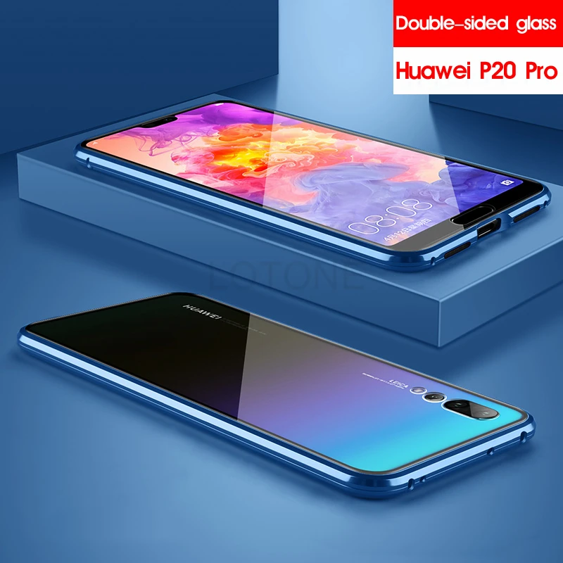 Двойной изогнутый 360 чехол на весь корпус для huawei P30 Pro P20 P20Pro P30Pro, магнитный металлический бампер и переднее закаленное стекло