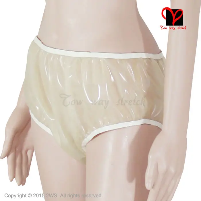 Transparent Rubber Latex Pants Loosely bloomers Rubber Underwear panties Briefs shorts undies Sexy smocking thong shorts KZ-002