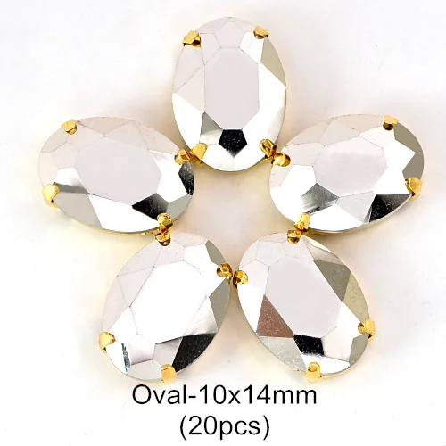 Oval 10x14mm G Рудник Серебряный 11 формы пришить Стразы с когтями головистой формы Стекло с украшением в виде кристаллов Высокое качество пришить коготь стразы для одежды B3793 - Цвет: Oval 10x14mm G