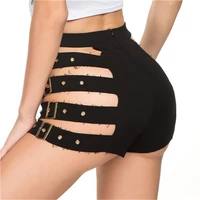 hollow out sexy bandage dance shorts women bar shorts clubwear cut out shorts femme slim high waist shorts