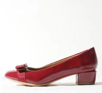 wine red Новая женская обувь с бантиком красная Королевская Синяя Золотая офисная обувь женская обувь на плоской подошве из лакированной кожи с круглым носком большого размера - Цвет: wine red
