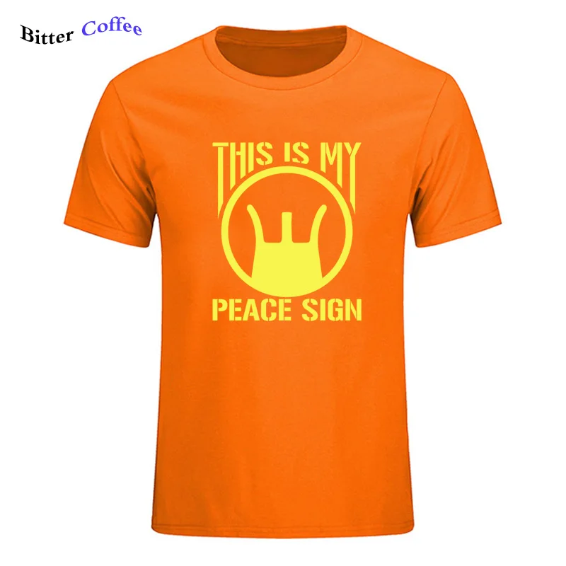Мужская модная летняя футболка с надписью This Is My Peace облегающая Повседневная