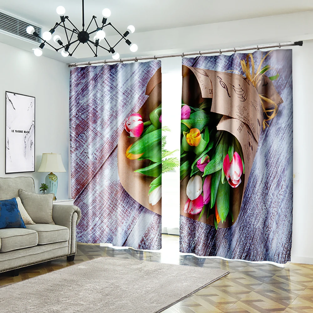 Positioning flower curtain pattern shading 3D curtains HD large map supports custom European | Дом и сад