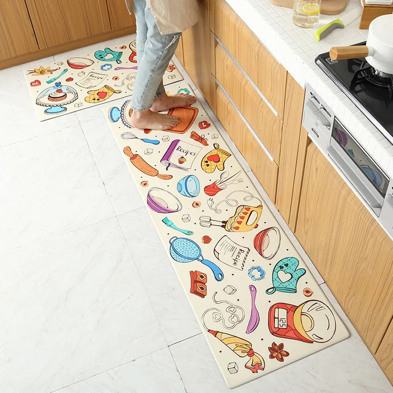 Kitchen-01 Полиуретановый длинный кухонный коврик для пола, коврик для ванной, домашний коврик для входа, водонепроницаемые Нескользящие масляные Коврики для спальни - Цвет: Kitchen-01