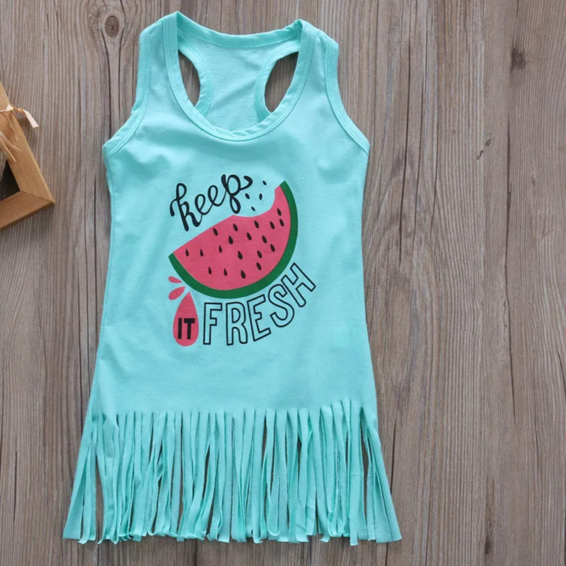Яркое летнее стильное тонкое платье для девочек 1-6 лет Хлопковое без рукавов