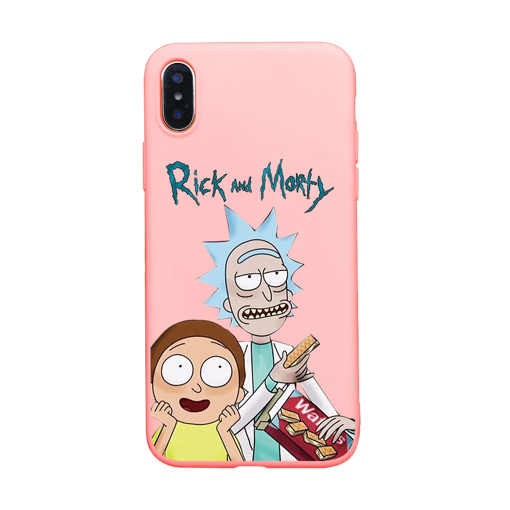 Милый чехол для телефона Rick marty Pickle для iphone 8, 7, 6, 6s Plus, 5S, SE, разноцветный мягкий чехол для телефона из ТПУ для iphone X, XS, XSMAX, XR, чехол - Цвет: pink-4575