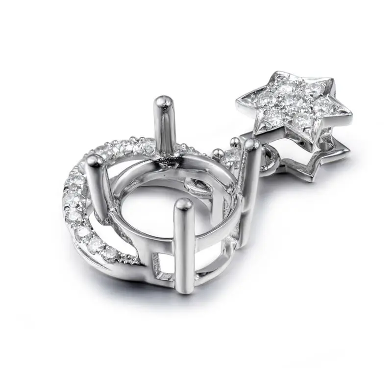 Ювелирные изделия 7x7 мм круглые подвески с натуральным бриллиантом в твердом 18