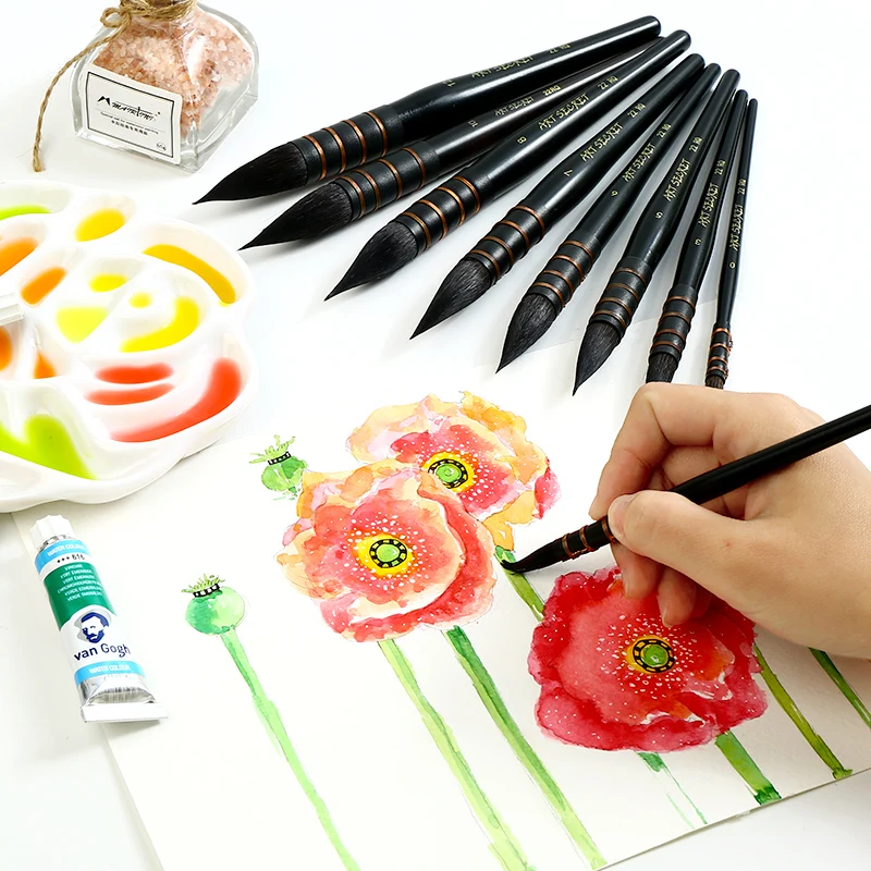 

Art secret squirrel hair professional watercolor pen black brush stroke student watercolor brush painting Art Supplies