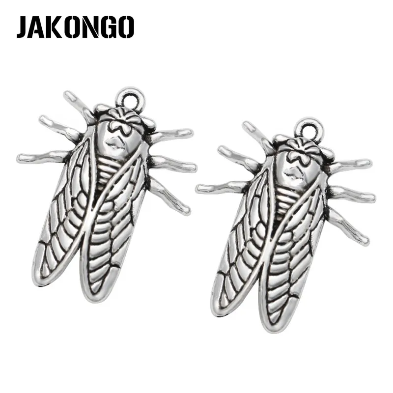 JAKONGO антикварные посеребренные Подвески цикады для изготовления ювелирных