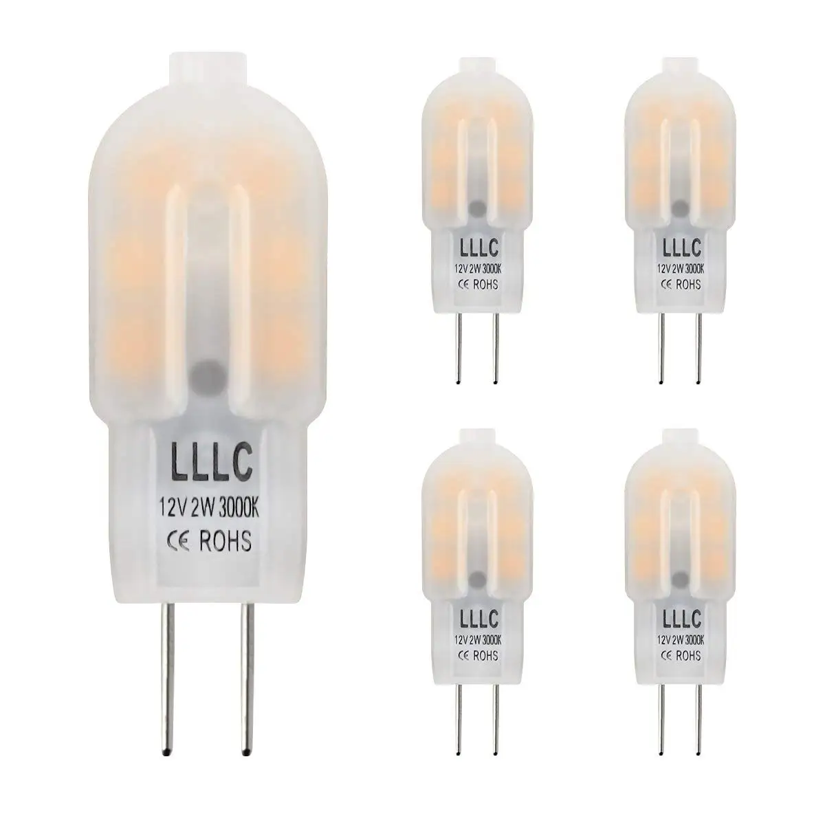 G4 светодиодный лампы 2w 20w Замена Галогенных капсулы 12 v/220 V с матовым покрытием теплый белый [Класс энергопотребления A++]-5 шт в упаковке