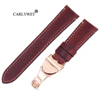 carlywet 22mm high quality genuine leather replacement wrist watchband strap belt loops band bracelets for iwc tudor breitling