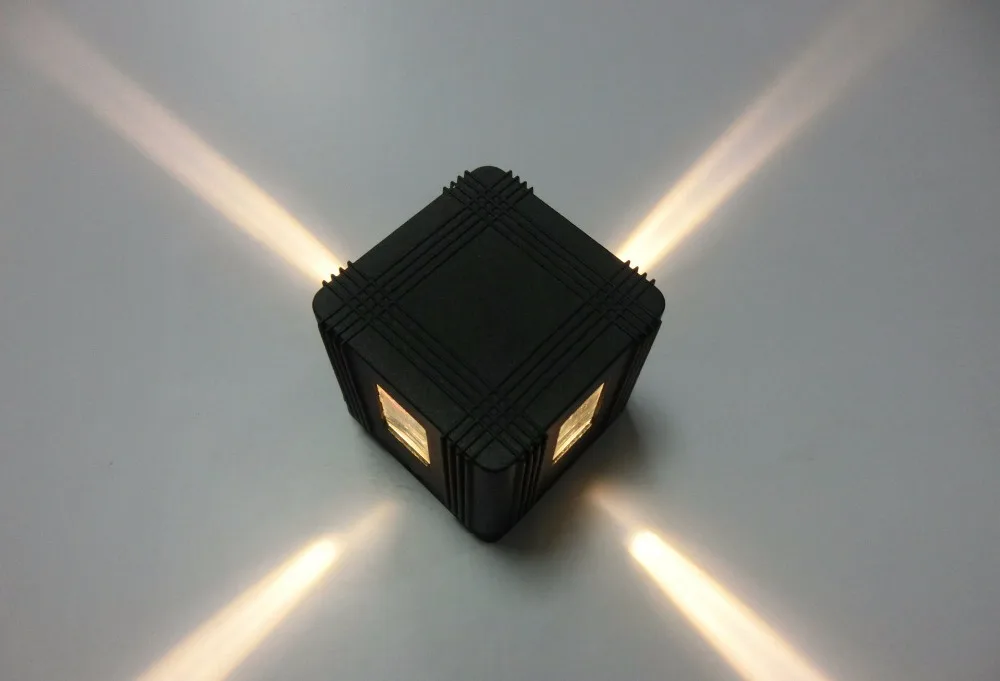 للبيع 5 قطعة/الوحدة 4W COB مربع IP67 مكعب أدى الجدار مصباح 4 الجانب الإضاءة في الهواء الطلق للماء IP65 حديقة غرفة نوم الشمعدان ضوء