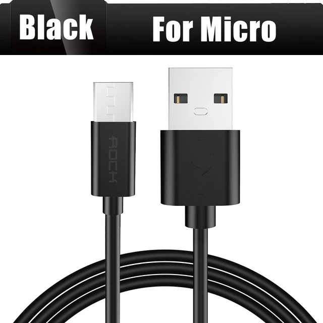Black for Micro ROCK 2.4A USB кабель для быстрой зарядки и передачи данных Micro usb type-C кабель для samsung Xiaomi кабель для синхронизации данных и зарядки мобильного телефона для iPhone - Цвет: Black for Micro
