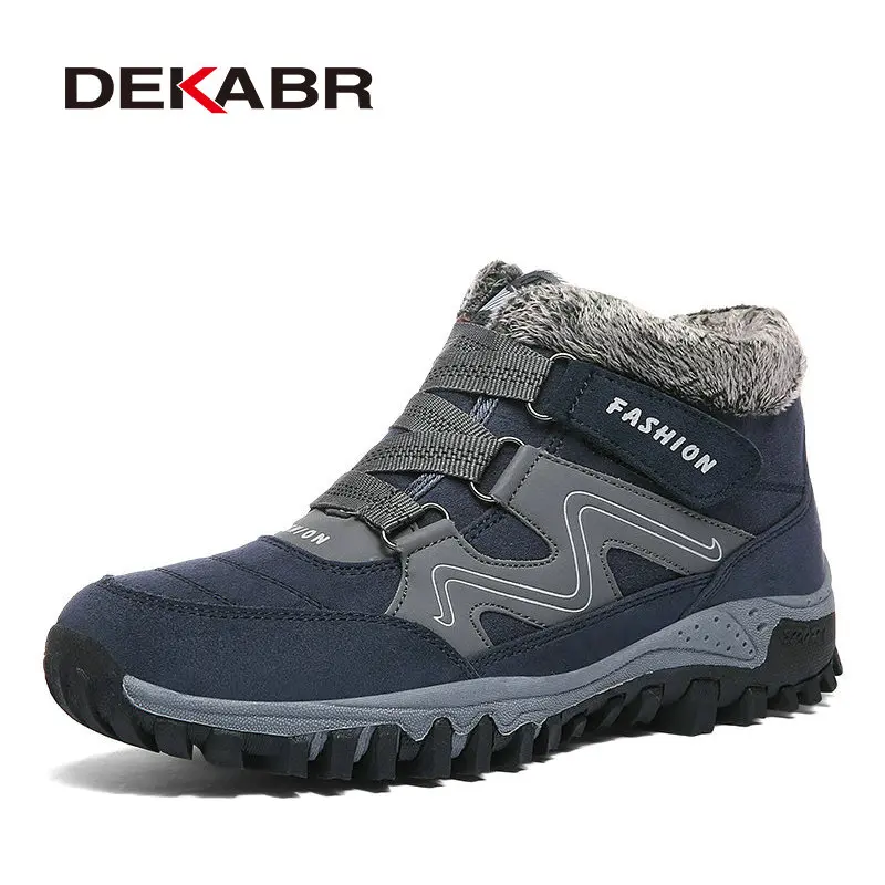 Blue DEKABR/мужские ботинки; коллекция года; теплые зимние ботинки на меху; мужские зимние ботинки; Рабочая Мужская обувь; модные безопасные ботильоны; Размеры 35-47 - Цвет: Blue