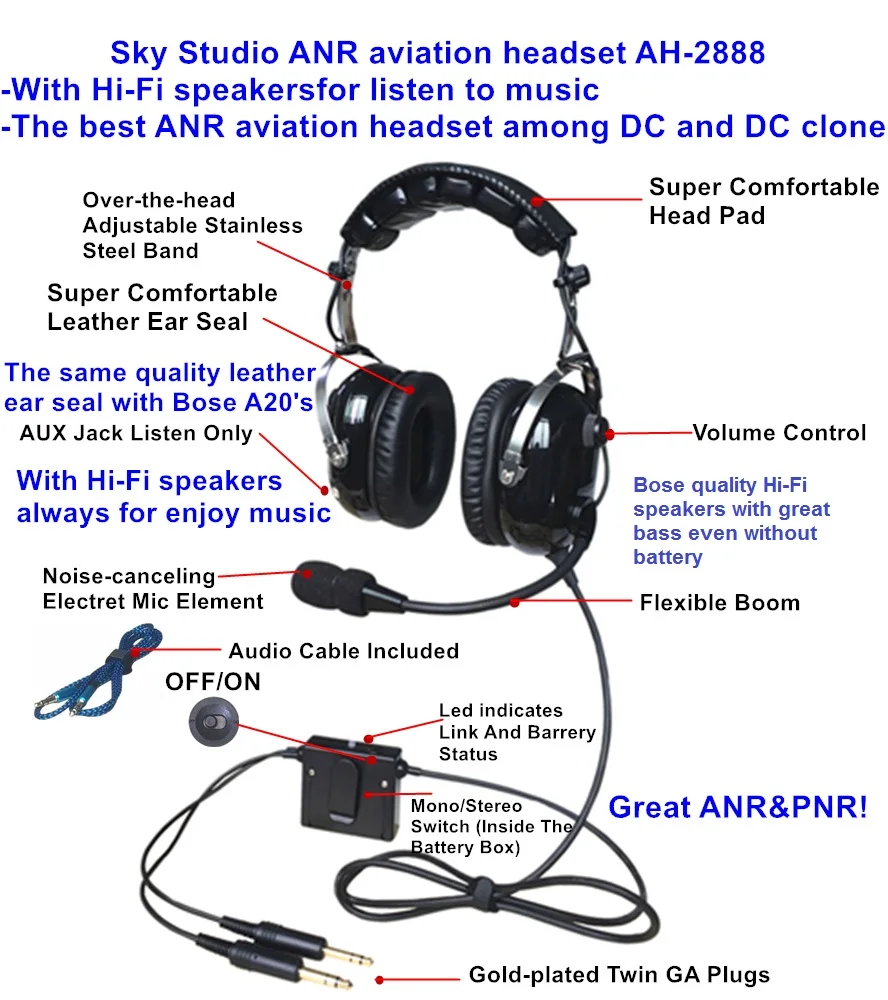 Новая авиационная гарнитура UFQ ANR A28 pilot great и Hi Fi колонки для музыки бесплатно с