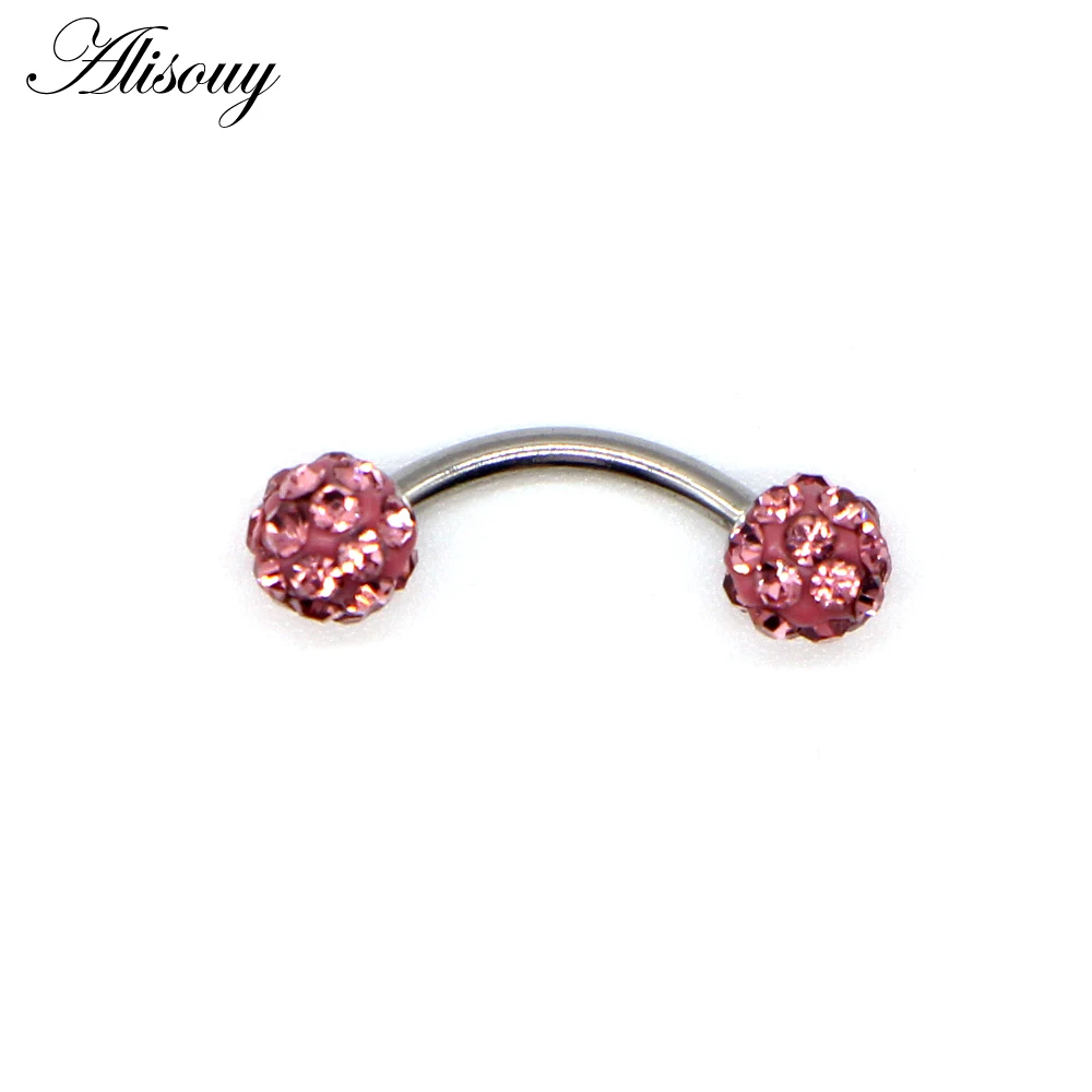 Alisouy 1 шт. хирургическая сталь для бровей Gem Изогнутое Кольцо для бровей изогнутый Пирсинг Штанга банан ювелирные изделия для пирсинга тела Bijoux Earlets