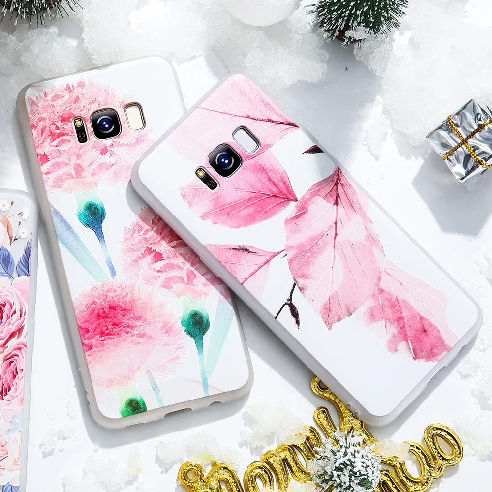 Чехол для Samsung Galaxy A3 A5 A7 2016 2017 A8 Plus 2018 мягкий чехол с 3D рельефным цветком S8 S9 S7 Edge |
