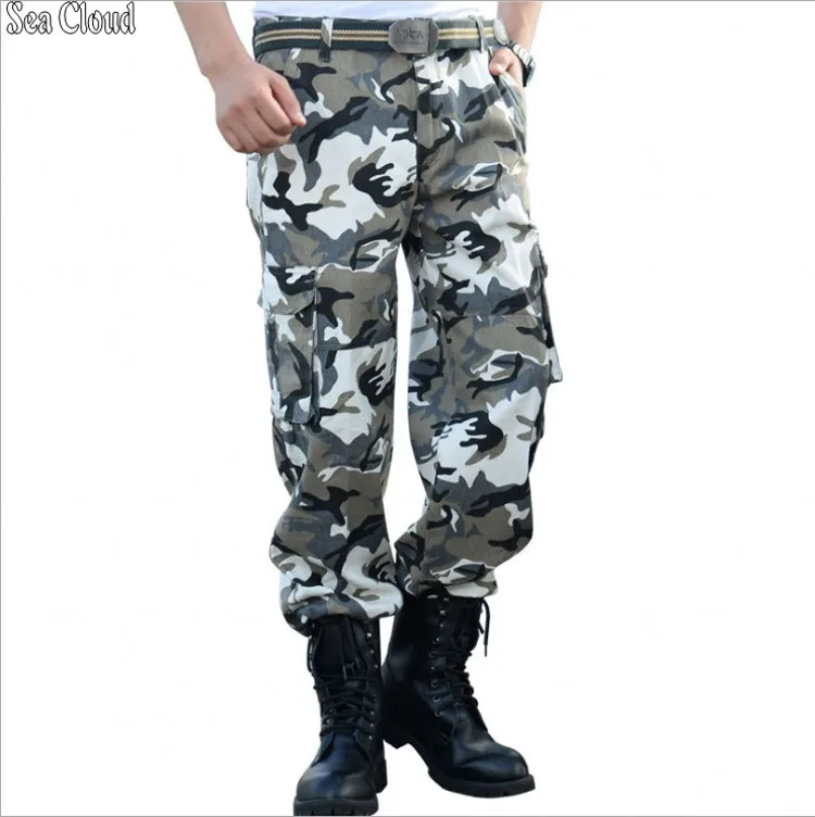 

free shipping male straight casual men cargo pants size size 28-46 plus size cotton long trousers jeans camouflage