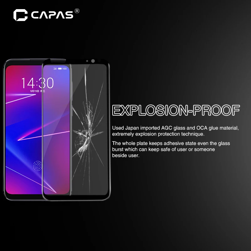 Закаленное стекло для Meizu 16X защита экрана 9H 2.5D полное покрытие от внешнего света