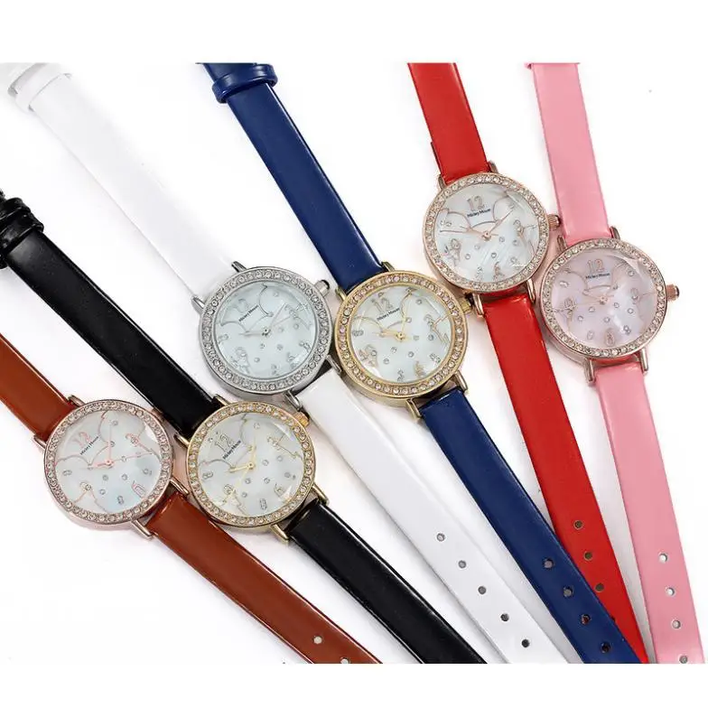 Pentagram Light Waterproof New Female Luxury Studded Leather Strap Quartz Watch Factory Outlet | Наручные часы