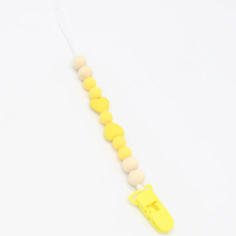 Plastic Baby Pacifier Clips Love Heart Beads Pacifier Chain For Infant Newborn Dummy Feeding Cute Leash Strap