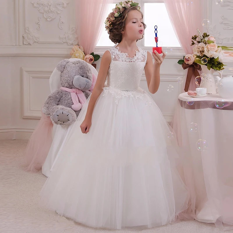 Праздничное платье Comunion Decoracion для девочек Длинное Пышное Платье с цветочным