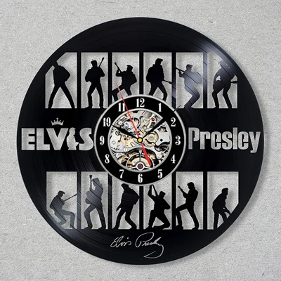 Type L New Horloge Murale Saat Elvis Presley Wall Clock Design For Vinyl Record The King Of Rock Clocks Watch Home Decor 12 Inch - Цвет: Type L