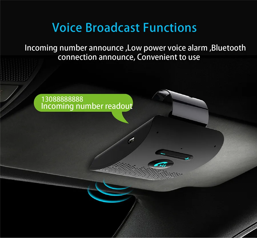 Беспроводной автомобильный Bluetooth V4.2 Hands Free Комплект Авто Солнцезащитный козырек динамик для автомобиля телефона Hands Free адаптер