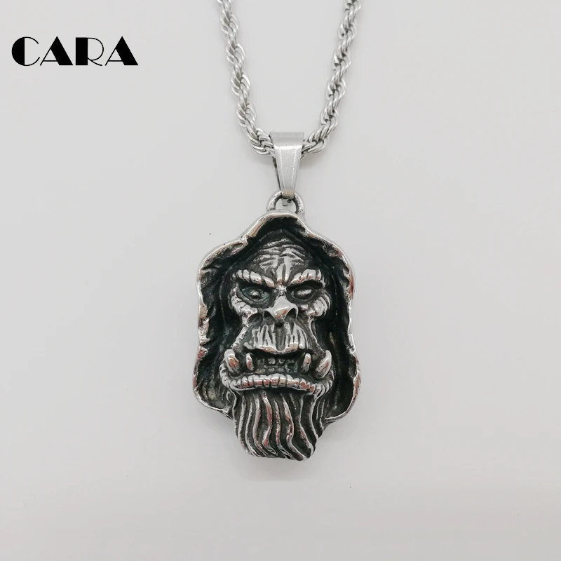 Мужская подвеска CARA винтажная серебряная модная gothetic apes ювелирное изделие