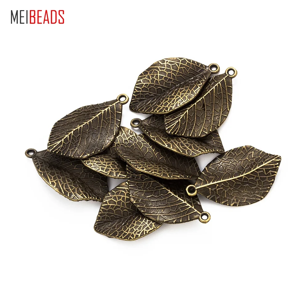 MEIBEADS 10 шт. Лидер продаж подвеска в виде бронзового листа Длинное колье с узором