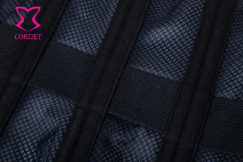Черные Сетчатые 22 Сталь костяком корсет Плюс Размеры талии тренер 6xl Для женщин пикантные Талия тренер корсеты для похудения Готический грудью Бюстье