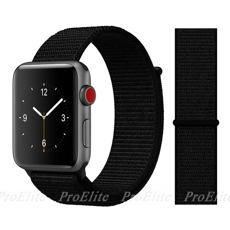 Color7 Dark Black Ремешок для наручных часов Apple Watch Series 5/4/3/2/1 38 мм 42 мм мягкий нейлон в едином положении во время занятий легкой атлетикой, correa, дышащая поверхность спортивные петли для наручных часов iwatch, 5 4 40 мм 44 мм - Цвет ремешка: Color7 Dark Black