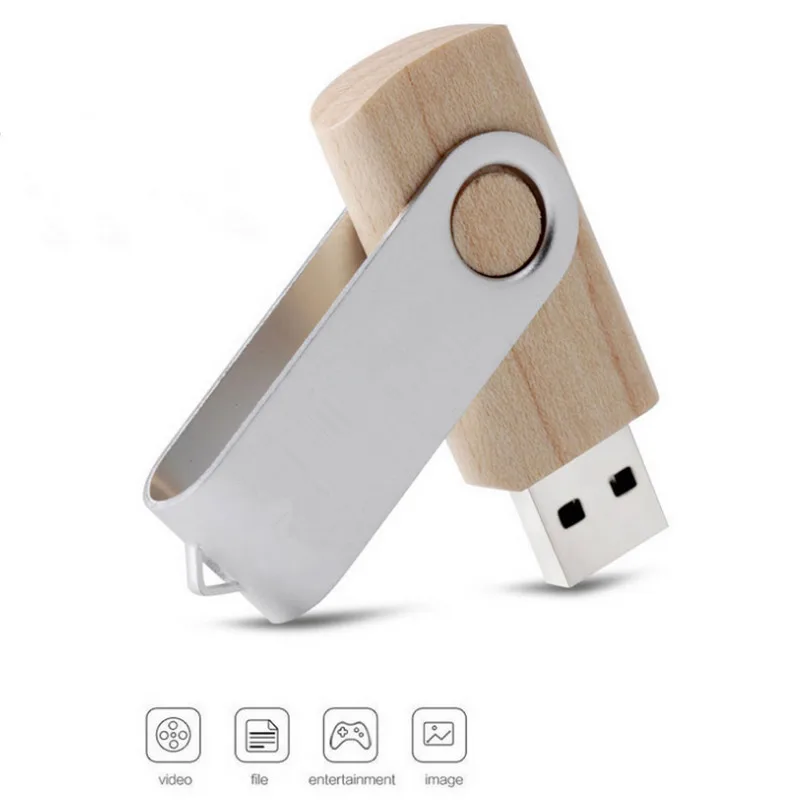 Кленовая Флэшка из натурального дерева с деревянной usb-частью металлический