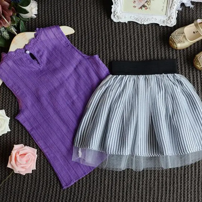 Лето 2017 комплекты одежды для девочек одежда маленьких детей кружевная Женская +