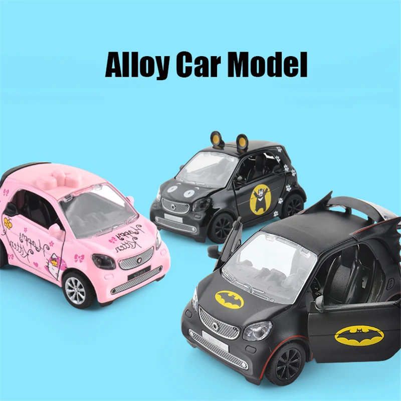 Моделирование 1:36 медведь Бэтмен Smart Fortwo модель машины из сплава Diecasts &amp Toy Vehicles