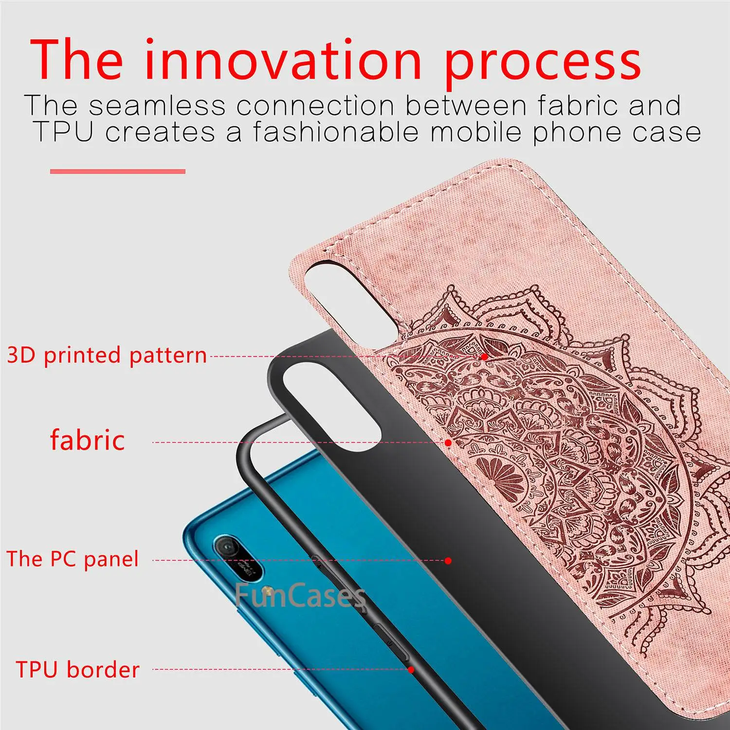 Тканевый рельефный чехол с 3D текстурой для huawei Y6 Pro 2019 ТПУ + ПК Магнитный мандала