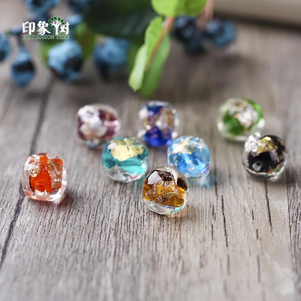 12x11 мм 10 шт пески Порошковая фольга внутри ручной работы Lampwork неправильные бусины застекленные квадратные разделители хрустальные бусины DIY Ювелирные изделия 1609