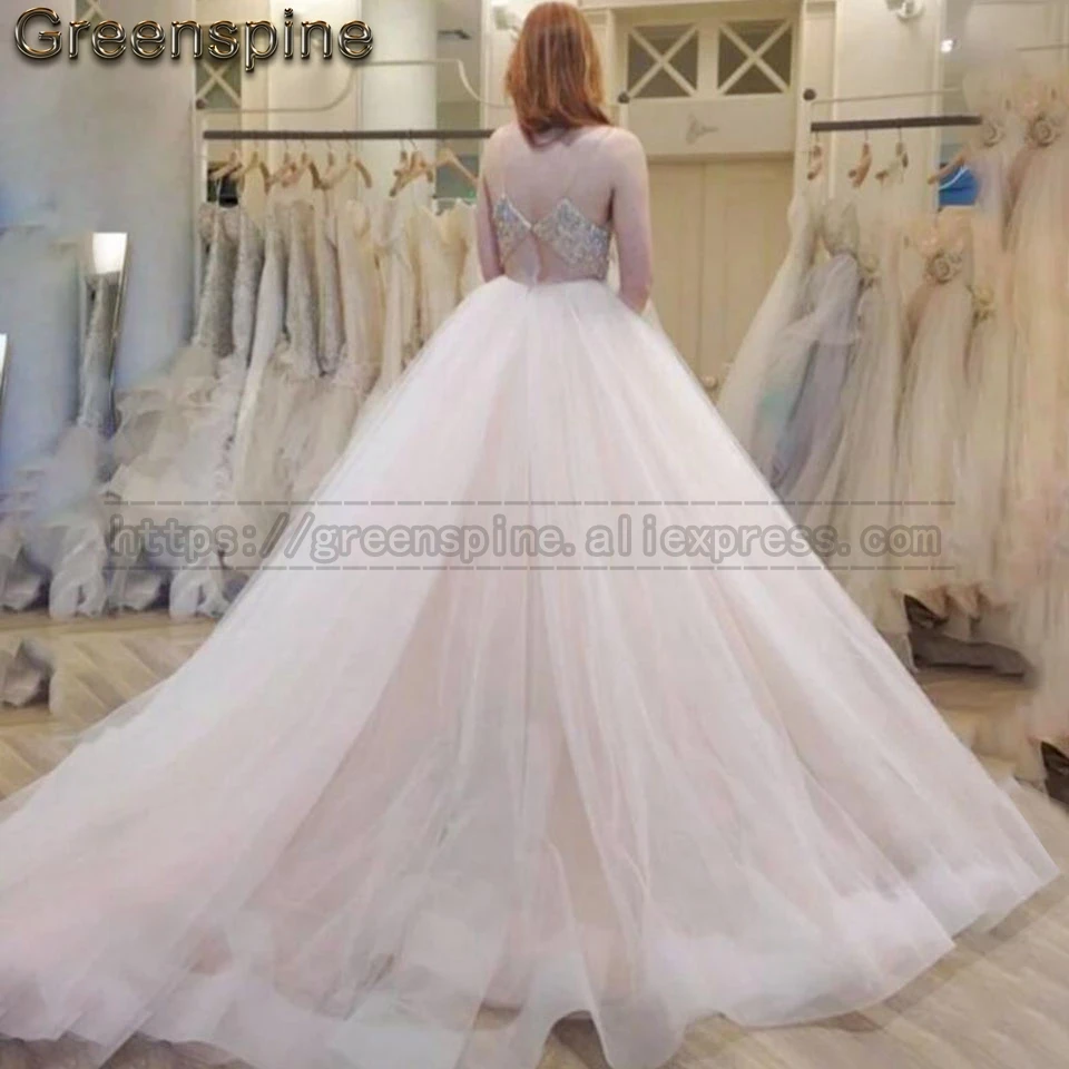 Sparkly Beach Wedding Dress 2019 Vestido De Novia Elegant Women Bridal Gown Empire Waist Crystals Beading Tulle Dresses | Свадьбы и