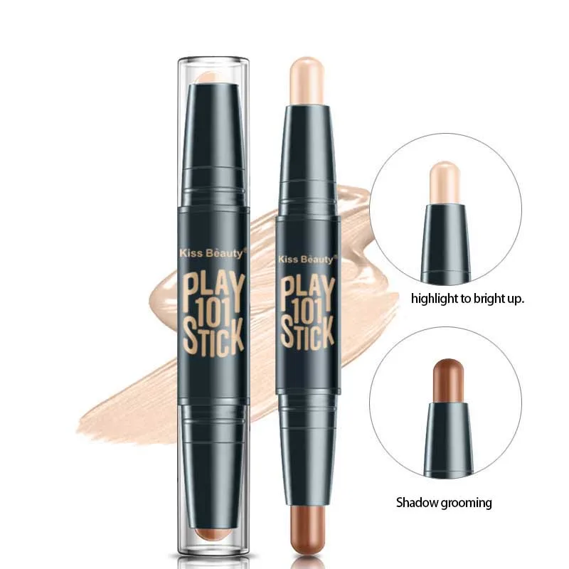 Sexy Double-end Makeup Natural Shimmer Cream Face Nose Party Foundation Concealer Highlight Contour Pen Stick Hot Sale