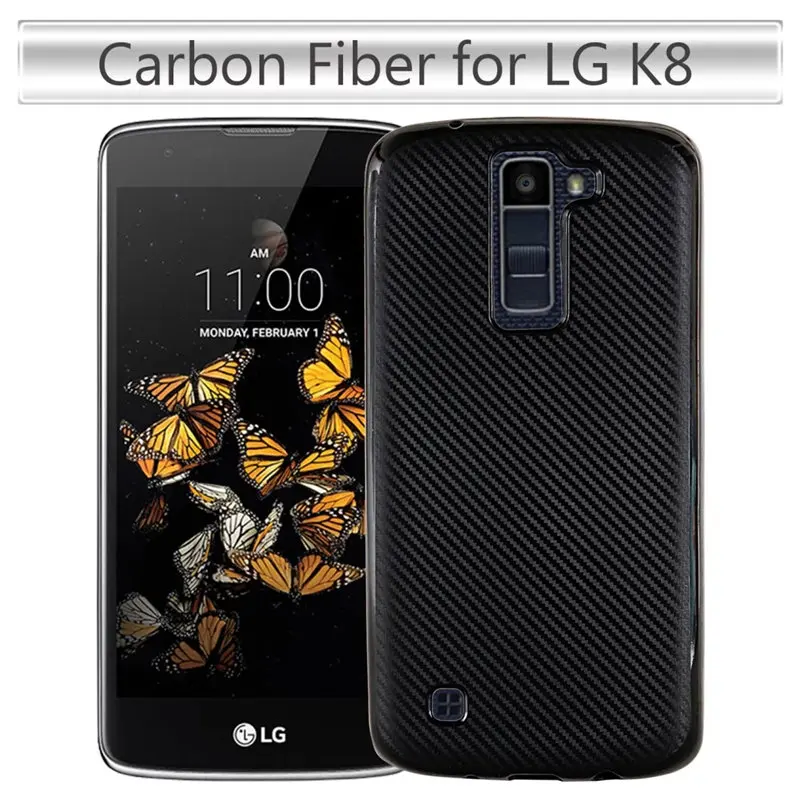 MAKAVO Для LG K8 Case Углеродного Волокна Кожи Задняя Крышка Тонкий мягкий Fundas LTE K350E K350N