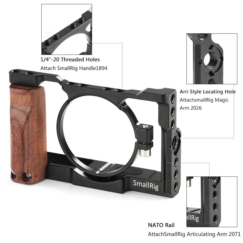 Клетка SmallRig для Sony RX100 VI новейшая модель набор с деревянной ручкой ручка