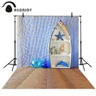Allenjoy летний фон с изображением морской звезды, лодки, лодки, рыболовной сети, украшенный деревянной доской, детский фон для фото, виниловый фотографический фон