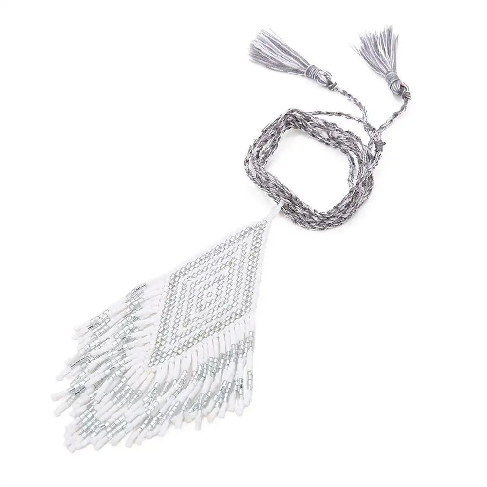 Shinus MIYUKI Браслет Ювелирный Набор Boho для женщин Delica бусы кулон ожерелье ювелирные изделия ручной работы ткацкий станок геометрический узор Pulseras - Окраска металла: MGN180012 Boho