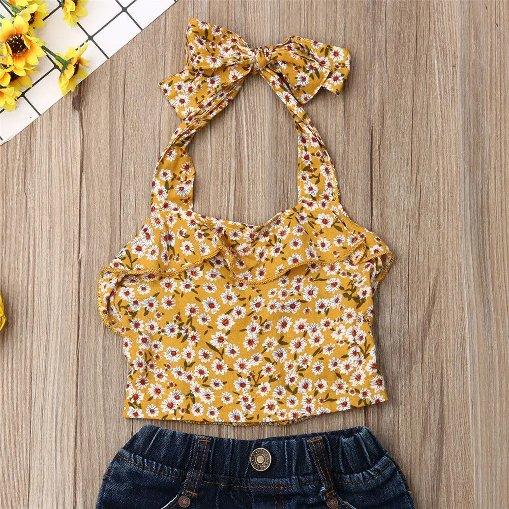 Комплект стильной летней одежды для новорожденных девочек топы без рукавов с