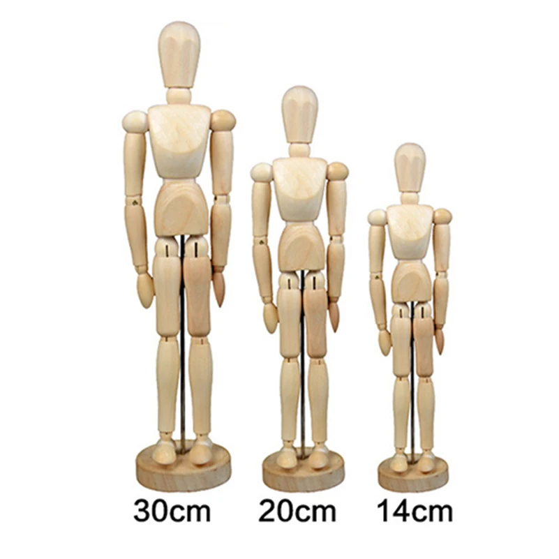 1 piece 16 moveable joints wooden man figure toys dolls with standing flexible wood man art draw naked dolls model toy for kid free global shipping